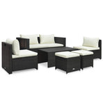 6 Piece Garden Lounge Set with Cushions Poly Rattan Brown