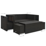 6 Piece Garden Lounge Set with Cushions Poly Rattan Brown - 45-Degree Angle