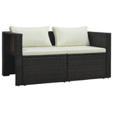 6 Piece Garden Lounge Set with Cushions Poly Rattan Brown - Close-Up Angle