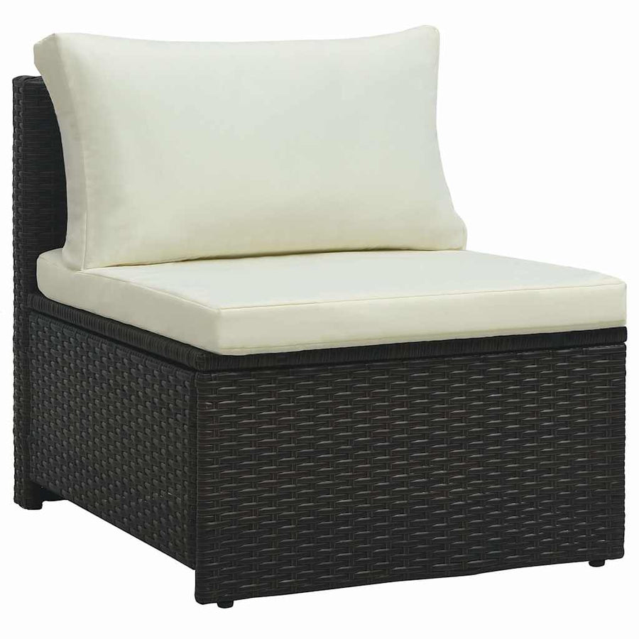 6 Piece Garden Lounge Set with Cushions Poly Rattan Brown