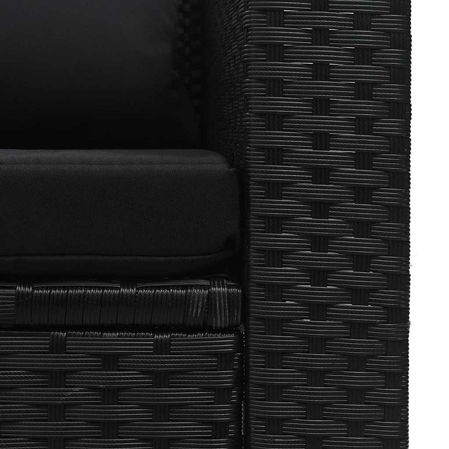 6 Piece Garden Lounge Set with Cushions Poly Rattan Black