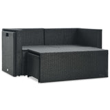 6 Piece Garden Lounge Set with Cushions Poly Rattan Black - Side View