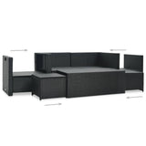 6 Piece Garden Lounge Set with Cushions Poly Rattan Black - Top-Down View