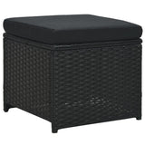 6 Piece Garden Lounge Set with Cushions Poly Rattan Black - Rear View