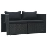 6 Piece Garden Lounge Set with Cushions Poly Rattan Black - Close-Up Angle