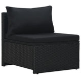6 Piece Garden Lounge Set with Cushions Poly Rattan Black - Extra Image