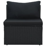 6 Piece Garden Lounge Set with Cushions Poly Rattan Black - Extra Image