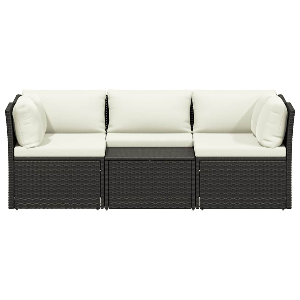 4 Piece Garden Lounge Set with Cushions Poly Rattan Brown