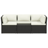 4 Piece Garden Lounge Set with Cushions Poly Rattan Brown - Front View