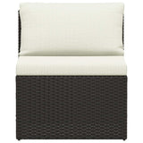 4 Piece Garden Lounge Set with Cushions Poly Rattan Brown