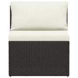 4 Piece Garden Lounge Set with Cushions Poly Rattan Brown - Top-Down View