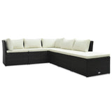4 Piece Garden Lounge Set with Cushions Poly Rattan Brown - Close-Up Angle