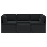 4 Piece Garden Lounge Set with Cushions Poly Rattan Black