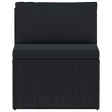 4 Piece Garden Lounge Set with Cushions Poly Rattan Black