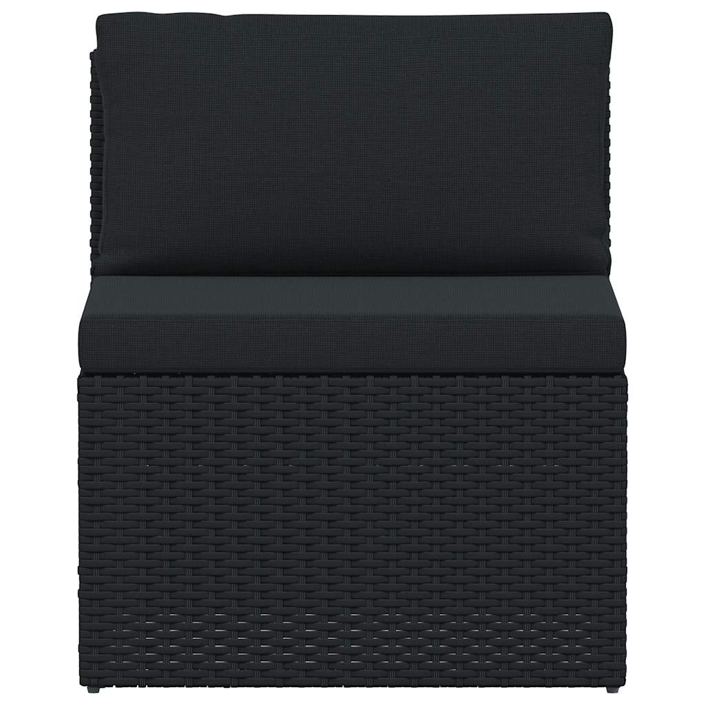 4 Piece Garden Lounge Set with Cushions Poly Rattan Black