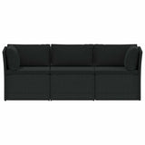 4 Piece Garden Lounge Set with Cushions Poly Rattan Black