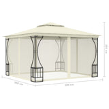 Gazebo with Nets 300x300x265 cm Cream - Rear View
