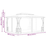 Gazebo with Nets 300x400x265 cm Anthracite - Low Angle