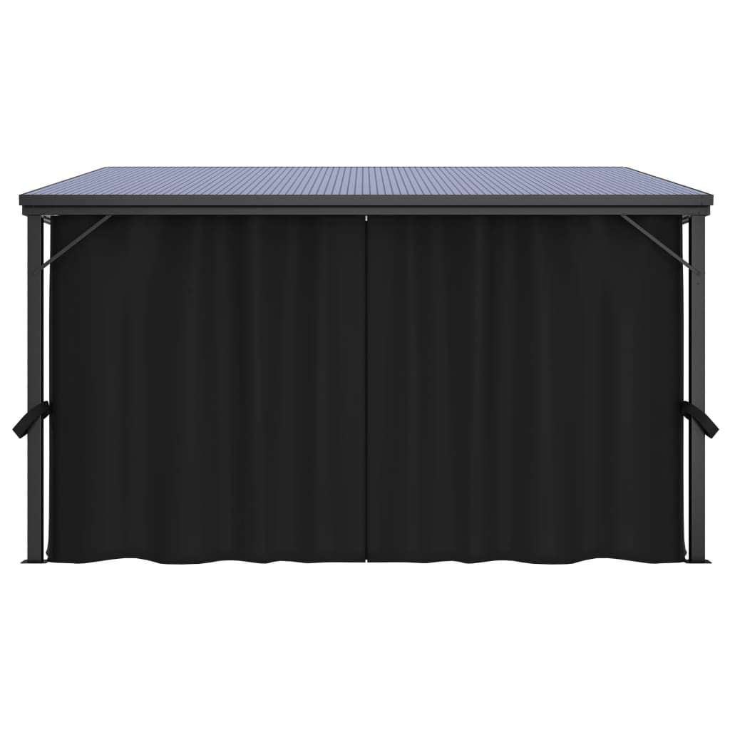 Gazebo with Curtain 405x294x244 cm Anthracite