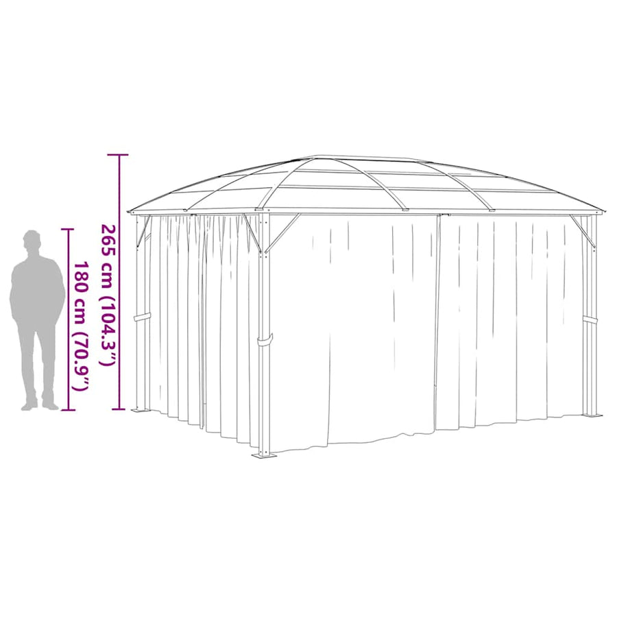 Gazebo with Curtains 400x300x265 cm Anthracite