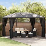 Gazebo with Curtains 400x300x265 cm Anthracite