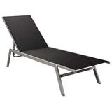 Sun Lounger Steel and Textilene Black - Front View