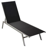 Sun Lounger Steel and Textilene Black - Side View