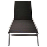 Sun Lounger Steel and Textilene Black - Top-Down View