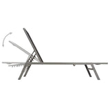 Sun Lounger Steel and Textilene Black - 45-Degree Angle