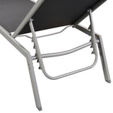 Sun Lounger Steel and Textilene Black - Rear View