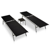 Sun Loungers 2 pcs with Table Steel and Textilene Black - Front View
