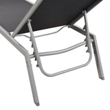 Sun Loungers 2 pcs with Table Steel and Textilene Black - Top-Down View