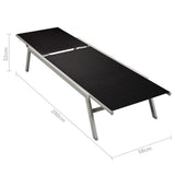 Sun Loungers 2 pcs with Table Steel and Textilene Black - Rear View