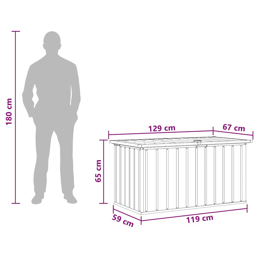 Garden Storage Box Grey 129x67x65 cm