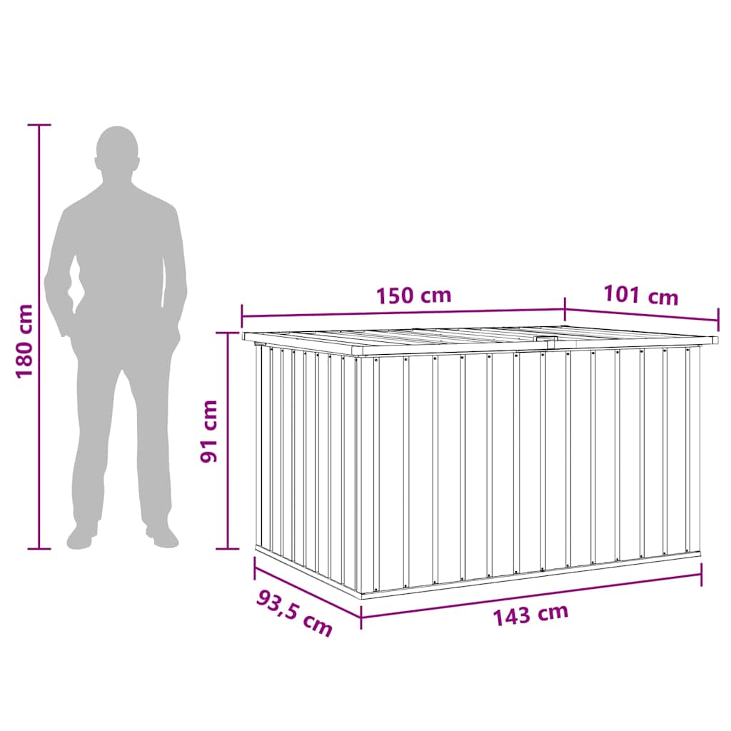 Garden Storage Box Grey 150x101x91 cm