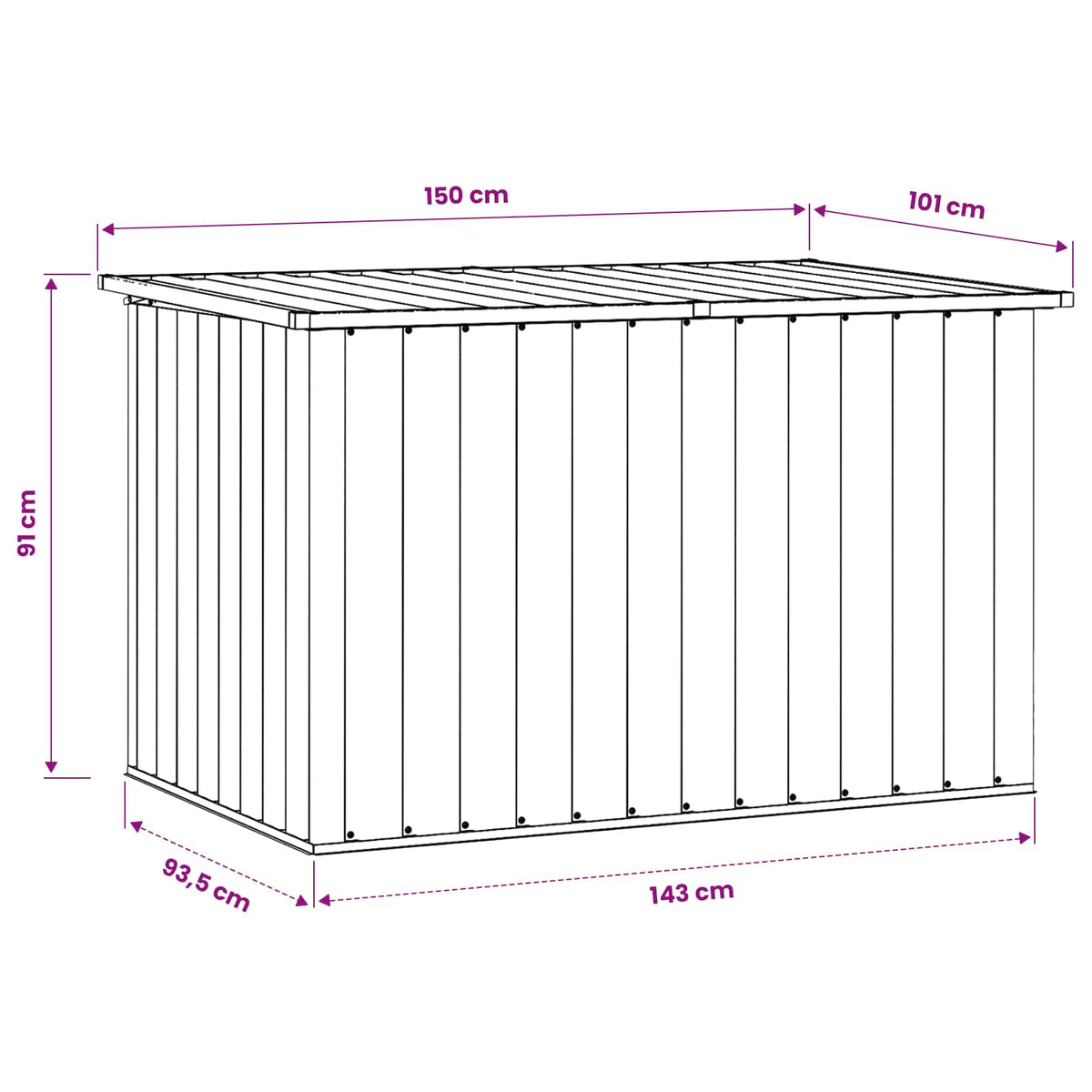 Garden Storage Box Grey 150x101x91 cm