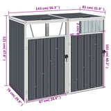 Double Garbage Bin Shed Grey 143x81x121 cm Steel - 45-Degree Angle