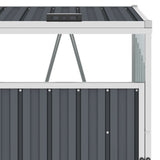 Triple Garbage Bin Shed Grey 213x81x121 cm Steel - Top-Down View