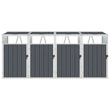 Quadruple Garbage Bin Shed Grey 286x81x121 cm Steel - Front View