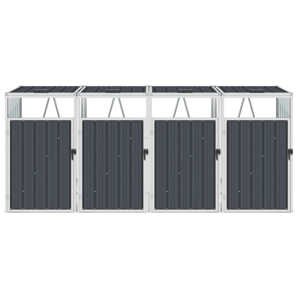 Quadruple Garbage Bin Shed Anthracite 286x81x121 cm Steel