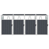 Quadruple Garbage Bin Shed Anthracite 286x81x121 cm Steel - Front View