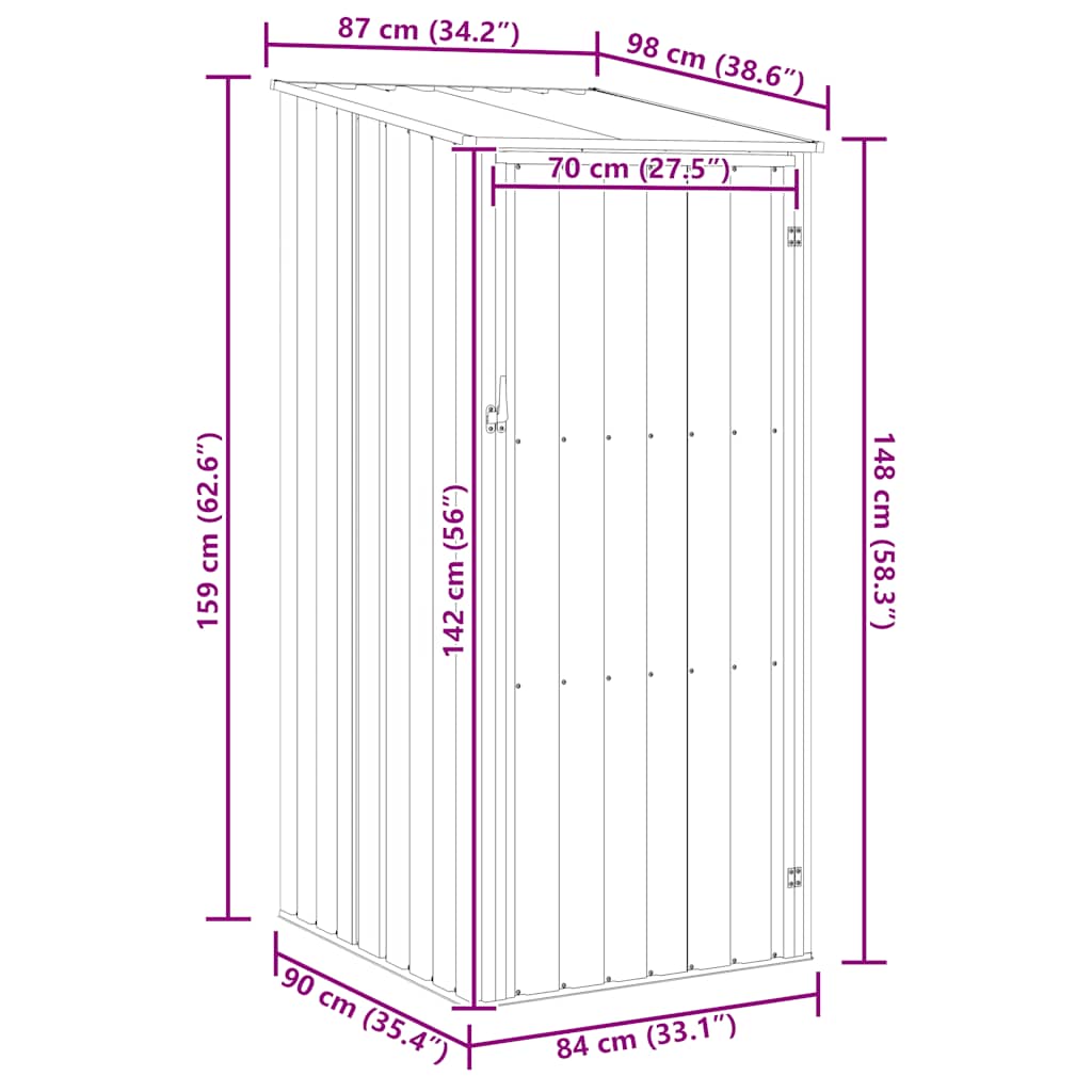 Garden Shed Green 87x98x159 cm Galvanised Steel