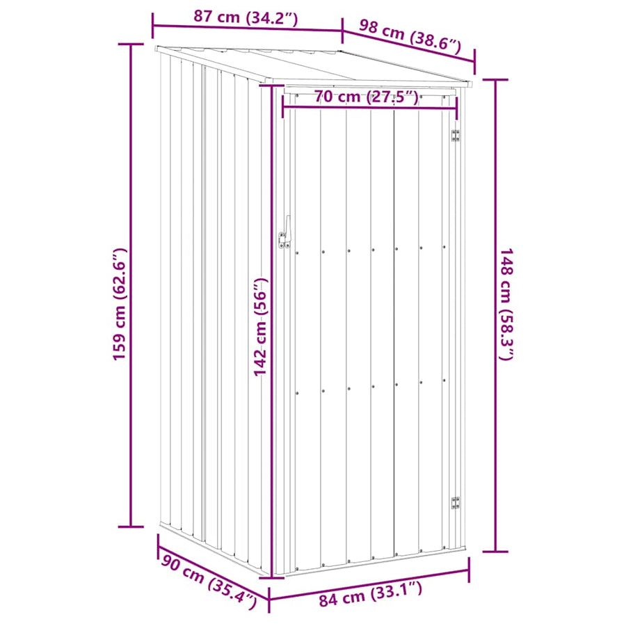 Garden Shed Green 87x98x159 cm Galvanised Steel