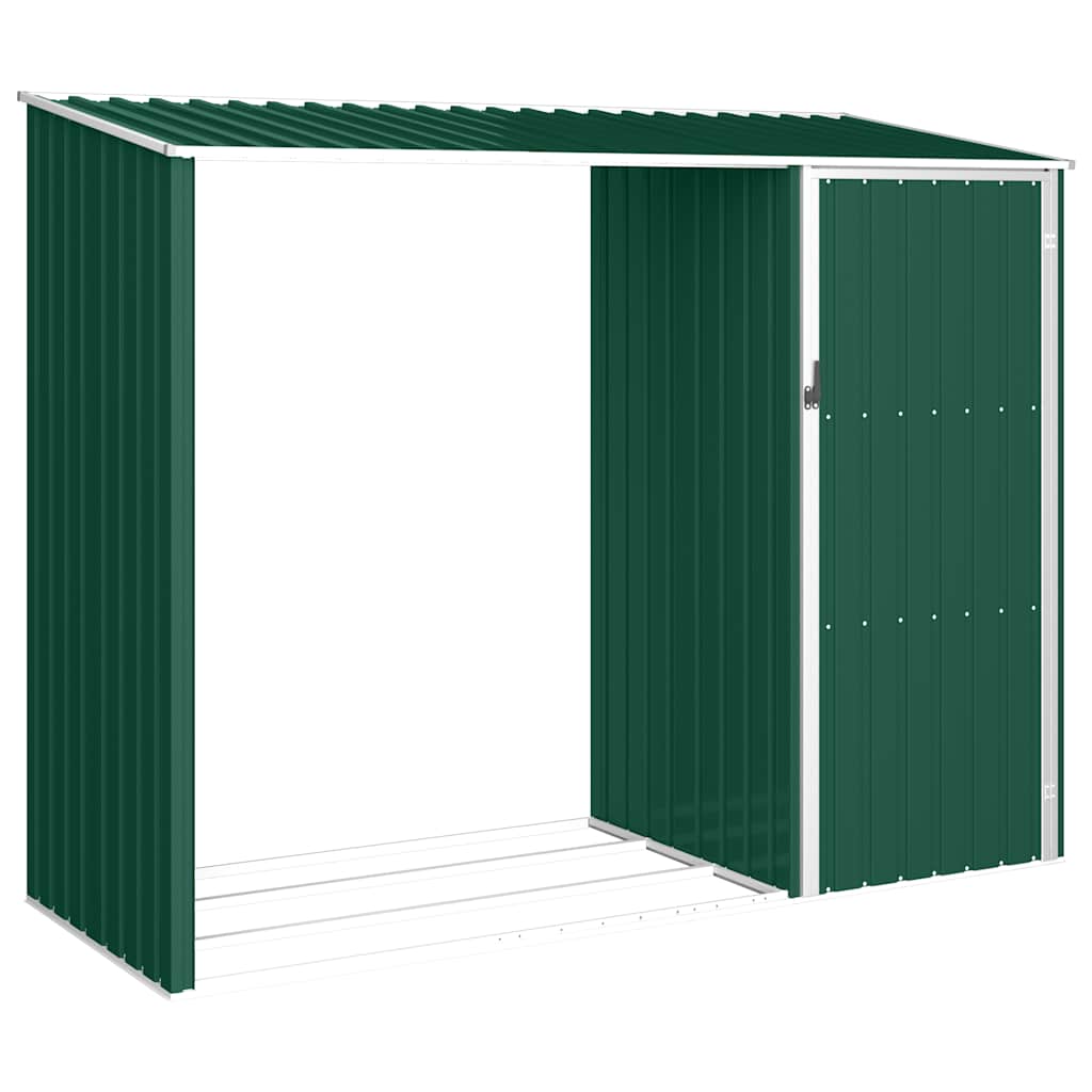Garden Firewood Shed Green 245x98x159 cm Galvanised Steel