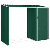 Garden Firewood Shed Green 245x98x159 cm Galvanised Steel - Front View