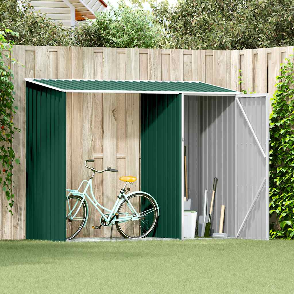 Garden Firewood Shed Green 245x98x159 cm Galvanised Steel