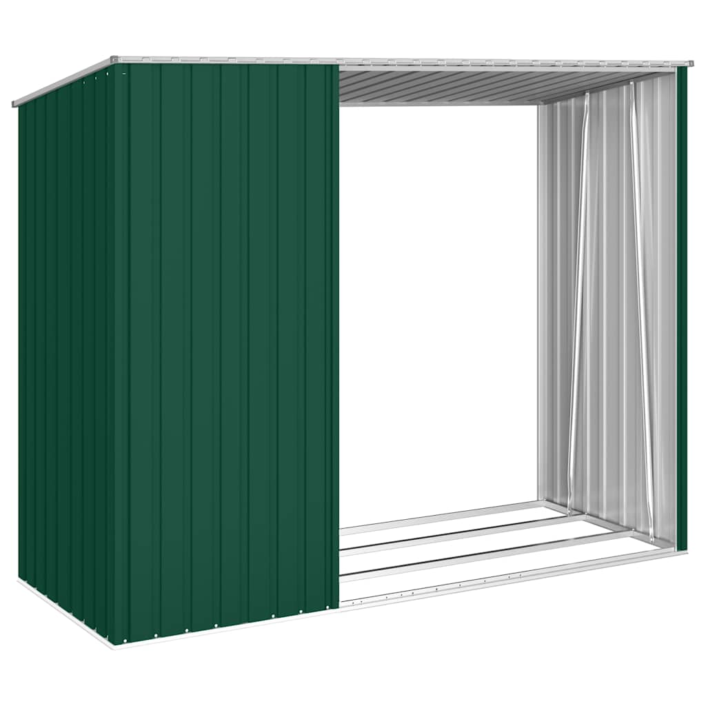 Garden Firewood Shed Green 245x98x159 cm Galvanised Steel