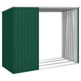 Garden Firewood Shed Green 245x98x159 cm Galvanised Steel - Low Angle