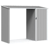 Garden Firewood Shed Grey 245x98x159 cm Galvanised Steel - Front View