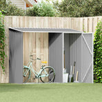 Garden Firewood Shed Grey 245x98x159 cm Galvanised Steel